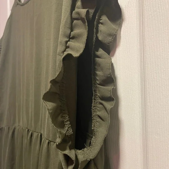 SHEIN Unity Curve Solid V-Neck Army Green Smock Dress 4XL - Picture 8 of 11